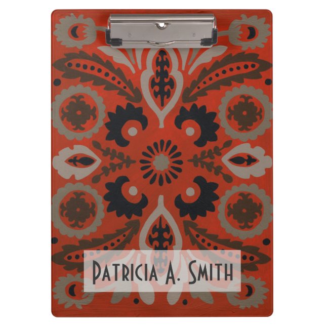 Add Your Name | Cinnabar Suzani II Clipboard (Front)