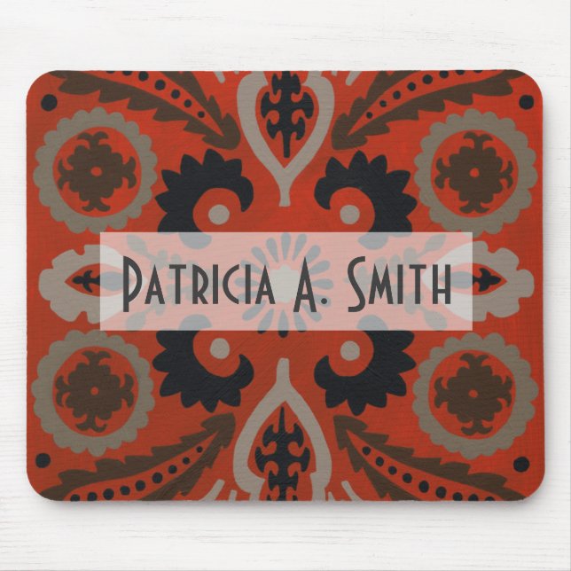 Add Your Name | Cinnabar Suzani II Mouse Pad (Front)