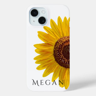 Add Your Name Close Up Half Vintage Sunflower   iPhone 15 Case
