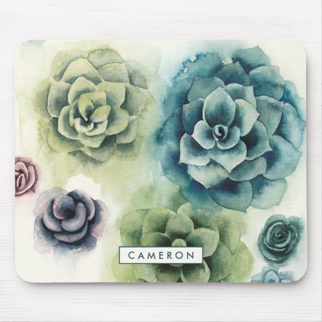 Add Your Name | Cluster of Succulents Mouse Pad (Front)
