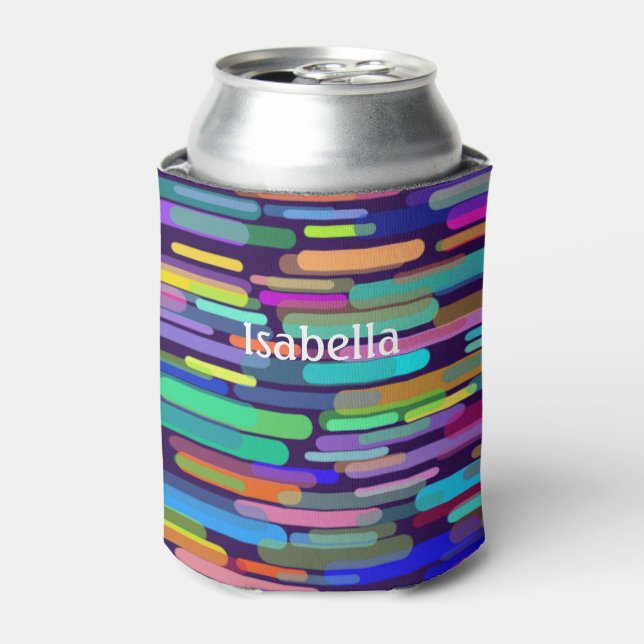 Add Your Name Colourful Abstract Can Cooler (Can Front)