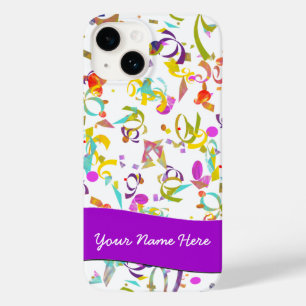 Add Your Name Colourful Confetti Toss Over White Case-Mate iPhone 14 Case