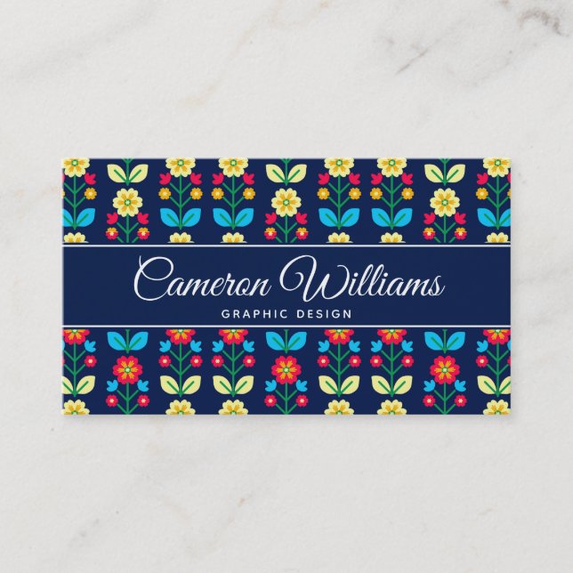 Add Your Name | Colourful Floral Pattern Business Card (Front)
