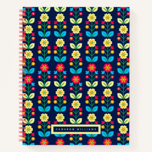 Add Your Name Colourful Floral Pattern Notebook