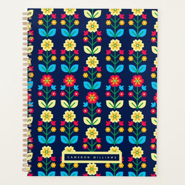 Add Your Name | Colourful Floral Pattern Planner (Front)