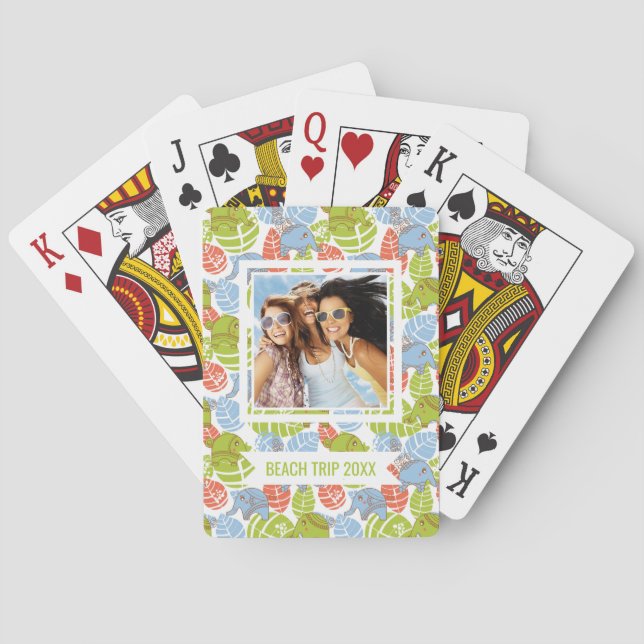 Add Your Name | Colourful Jungle Elephants Playing Cards (Back)
