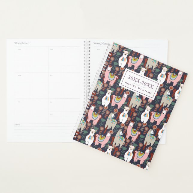 Add Your Name | Colourful Llamas Pattern Planner (Display)