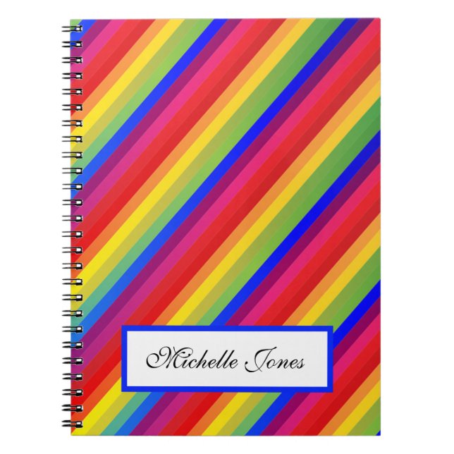 Add Your Name Colourful Rainbow Design Homeschool  Notebook (Front)