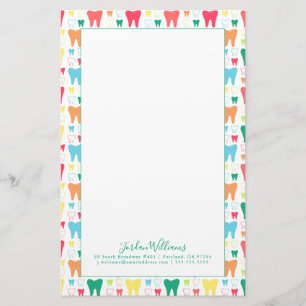 Add Your Name Colourful Teeth Pattern Stationery