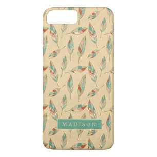 Add Your Name   Coral Feather Pattern iPhone 8 Plus/7 Plus Case
