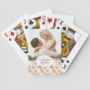 Add Your Name Coral With Shells & Crabs Pattern Playing Cards