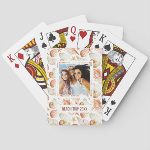 Add Your Name   Coral With Shells & Crabs Pattern Playing Cards