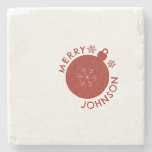 Add Your Name Custom Text Holiday Stone Coaster