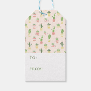 Add Your Name Cute Cactus Pattern Gift Tags