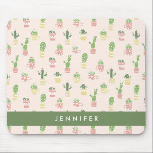 Add Your Name   Cute Cactus Pattern Mouse Pad