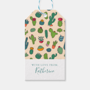 Add Your Name   Cute Cactus Standing Pattern Gift Tags