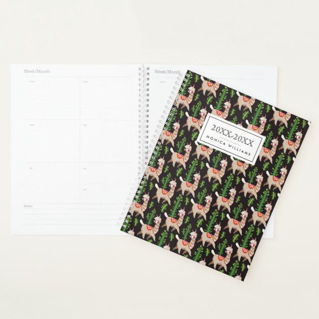 Add Your Name | Cute Decorated Llamas Pattern Planner (Display)