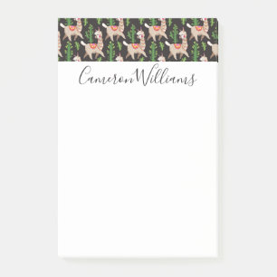Add Your Name Cute Decorated Llamas Pattern Post-it Notes