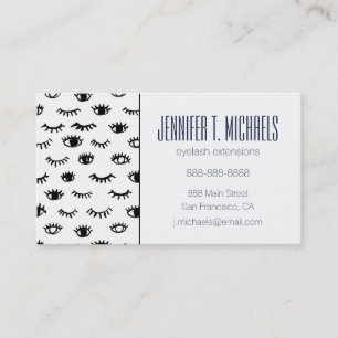 Add Your Name   Cute Doodle Eyelash Pattern Business Card