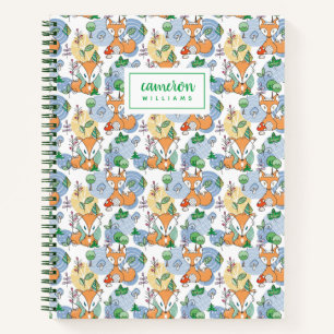 Add Your Name   Cute Little Fox Pattern Notebook