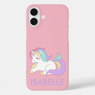 Add Your Name Cute Magical Unicorn Personalised iPhone 16 Plus Case