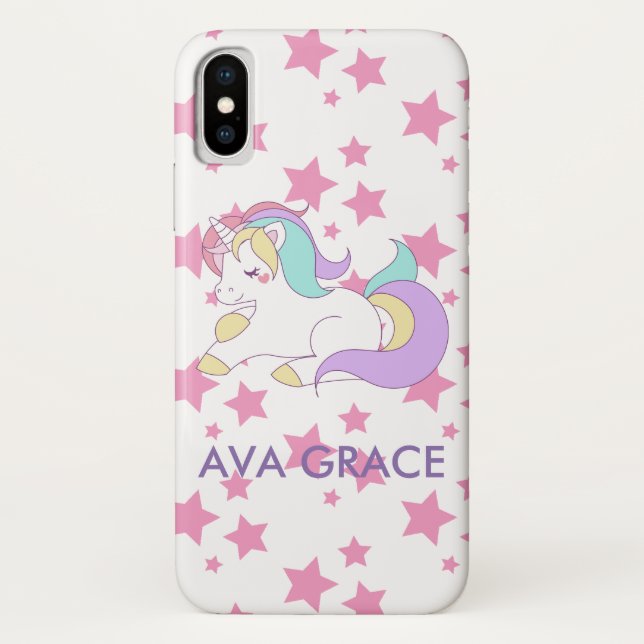 Add Your Name Cute Magical Unicorn Personalized Case-Mate iPhone Case (Back)