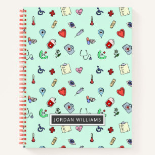 Add Your Name   Cute Medical Icon Pattern Notebook