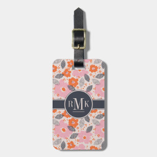 Add Your Name   Cute Retro Floral Pattern Luggage Tag