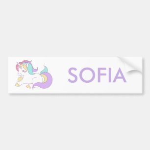 add Your Name Cute Unicorn Personalised Bumper Sticker