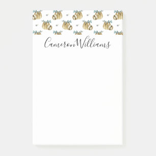 Add Your Name   Cutie Pie Watercolor Sloth Pattern Post-it Notes