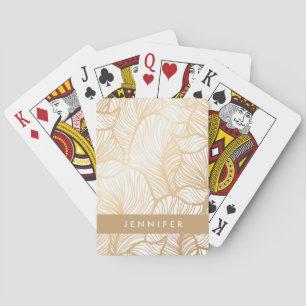 Add Your Name Damask Gold Floral Pattern Playing Cards