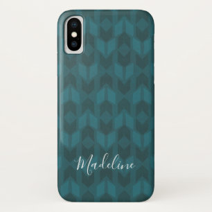 Add Your Name   Dark Teal Pattern iPhone X Case