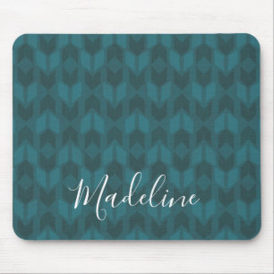 Add Your Name   Dark Teal Pattern Mouse Pad