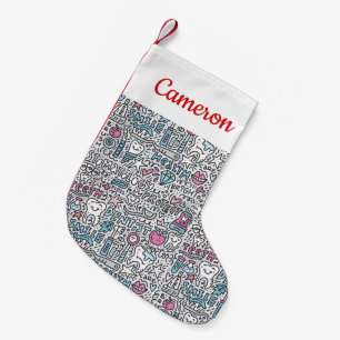 Add Your Name Dental Cartoon Pattern Small Christmas Stocking