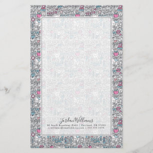 Add Your Name Dental Cartoon Pattern Stationery