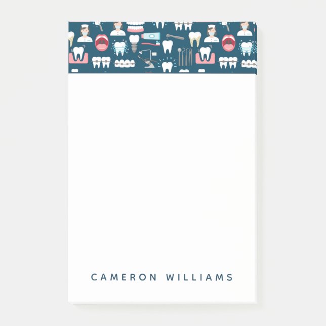 Add Your Name | Dental Clinic Office Pattern Post-it Notes (Front)