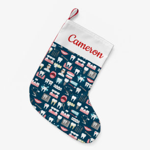 Add Your Name   Dental Clinic Office Pattern Small Christmas Stocking
