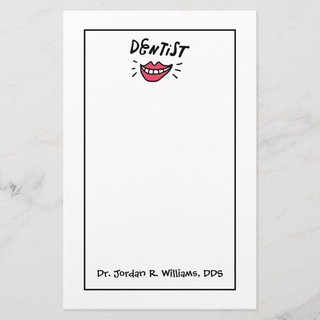 Add Your Name | Dentist Smile Stationery (Front)