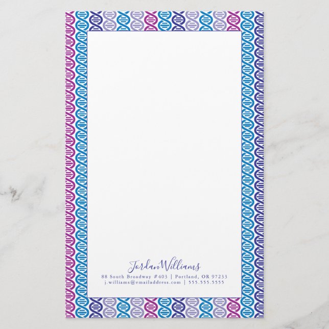 Add Your Name | DNA Pattern Stationery (Front)
