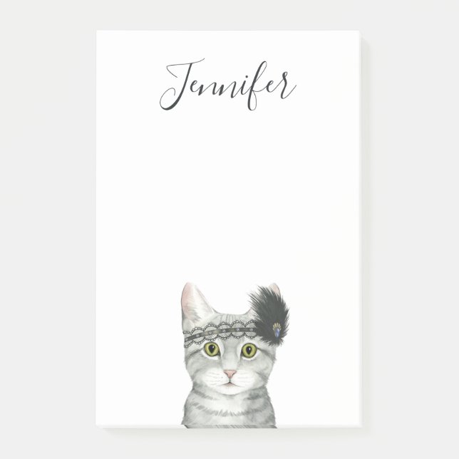 Add Your Name | Downton Cat Post-it Notes (Front)