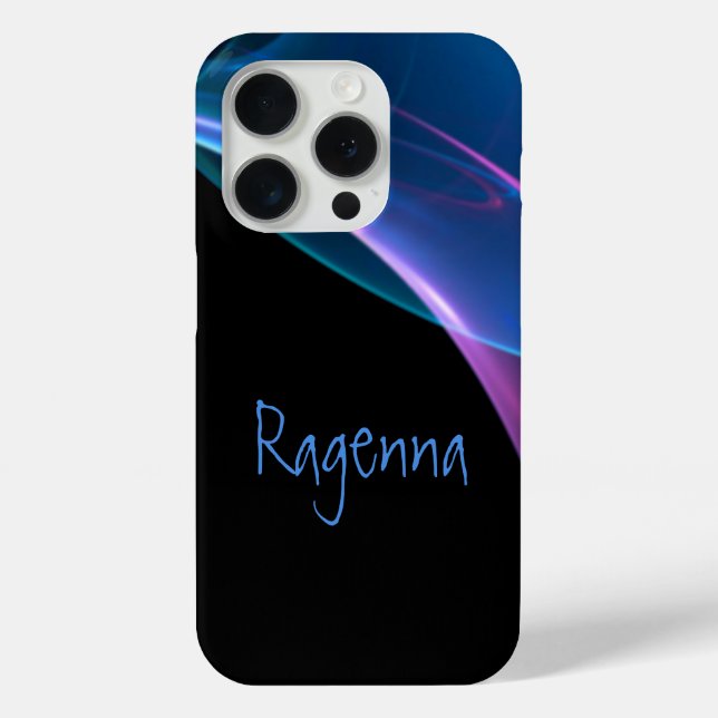 Add Your Name Dreamy Purple Blue Abstract Streak Case-Mate iPhone Case (Back)