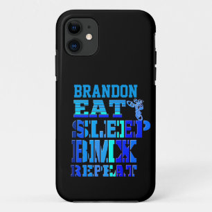 Add Your Name Eat Sleep BMX Repeat Blue iPhone 11 Case