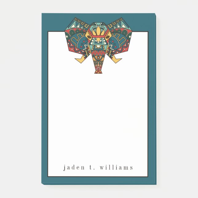 Add Your Name | Ethnic Inspired Elephant Post-it Notes (Front)