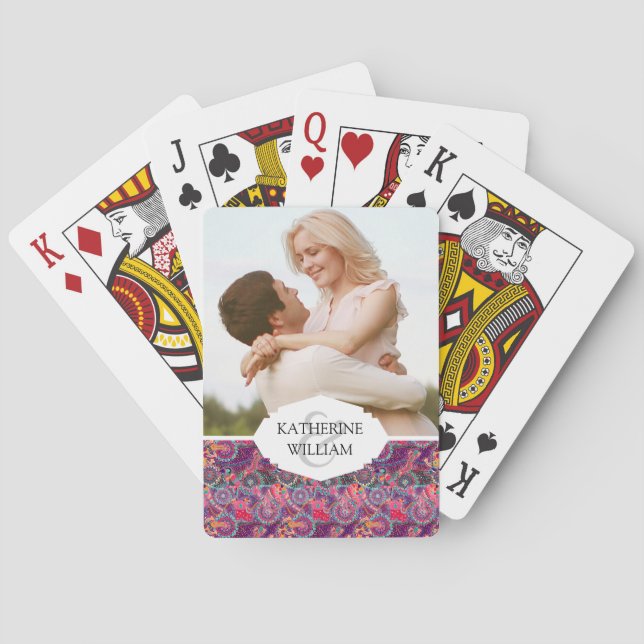 Add Your Name | Ethnic Style Animal Pattern Playing Cards (Back)