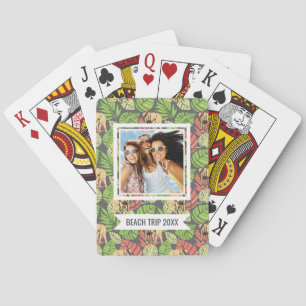 Add Your Name Exotic Jungle Leaves And Elephants Playing Cards