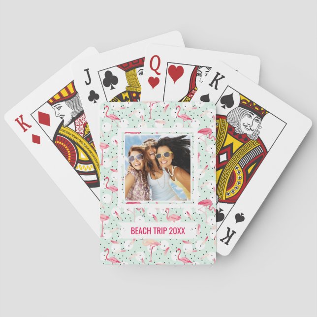 Add Your Name | Flamingo Bird With Feathers Playing Cards (Back)