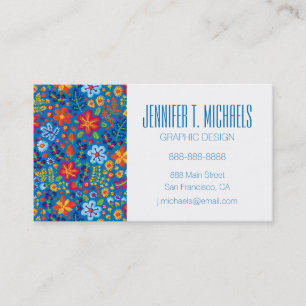 Add Your Name   Floral Embroidery Pattern Business Card