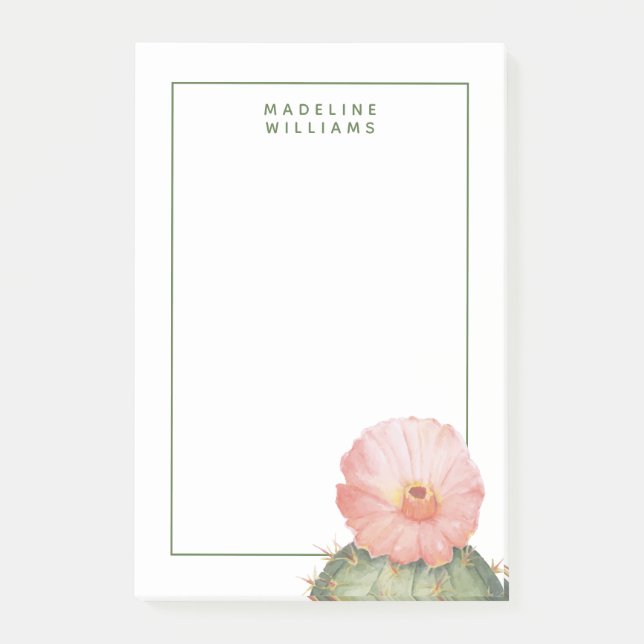 Add Your Name | Flowering Cactus Post-it Notes (Front)