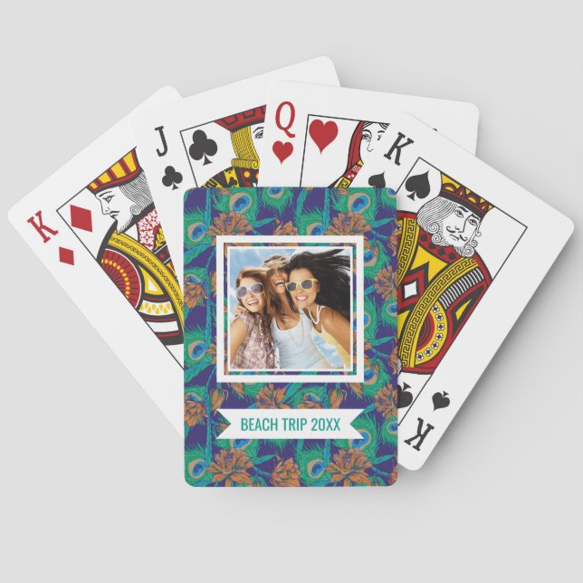 Add Your Name | Flowers And Feathers Playing Cards (Back)
