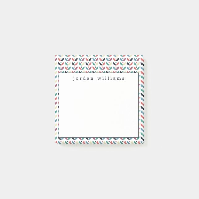 Add Your Name | Folk Art Floral Geometric Pattern Post-it Notes (Front)